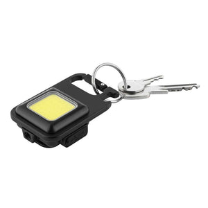 Kleines, quadratisches LED-Licht mit Ständer und Karabiner mit Schlüsseln