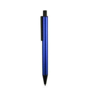 Eleganter blauer Kugelschreiber mit schwarzen Details von der Seite