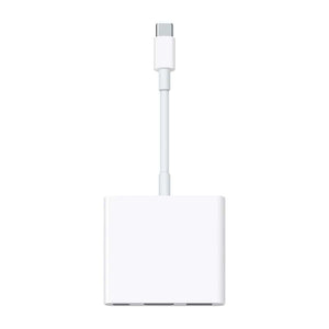 Weisser USB-C Adapter mit USB-C, USB und HDMI Anschlüssen von oben
