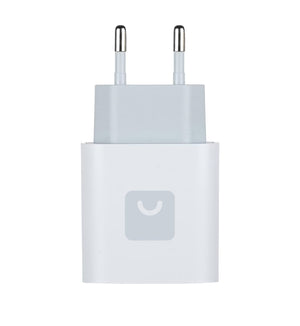 Weisser Stecker mit grauem Novistore Logo