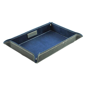 Schwarze Lederpultschale mit blauem Innenleder