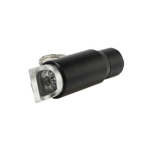 Schwarze Schlüsselanhänger-Taschenlampe von der Seite