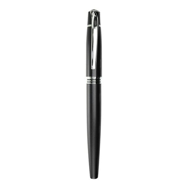 Eleganter, schwarzer Stift mit Deckel und silbernen Details