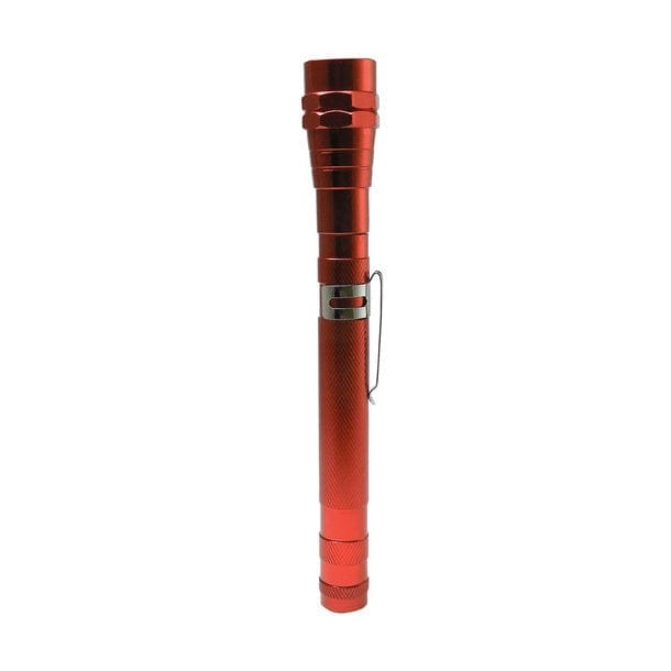 Rote, glänzende, ausfahrbare Taschenlampe mit silbernem Clip