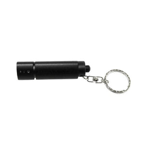 Schwarze Schlüsselanhänger-Taschenlampe von der Seite