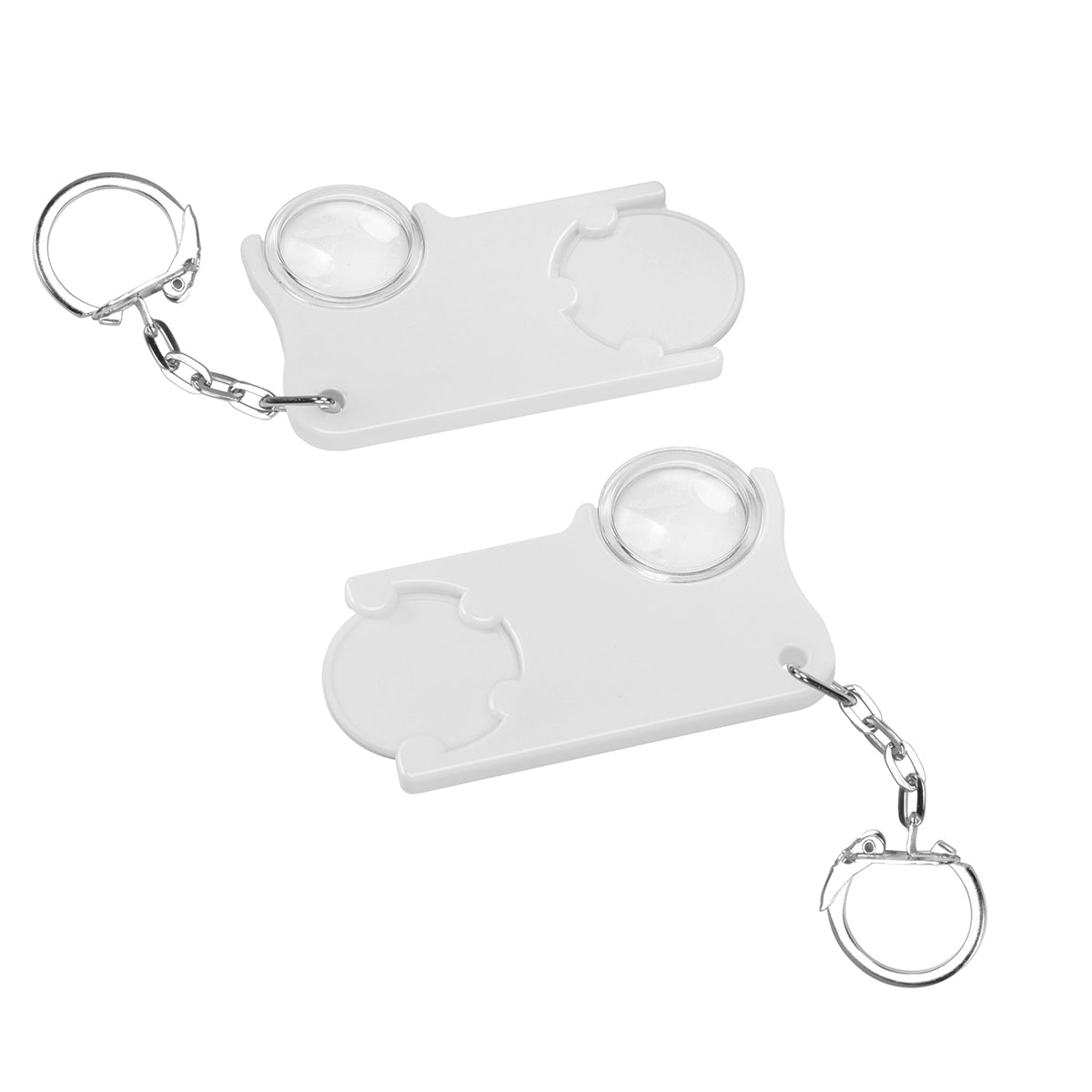 Chip holder with €1 chip and magnifying glass