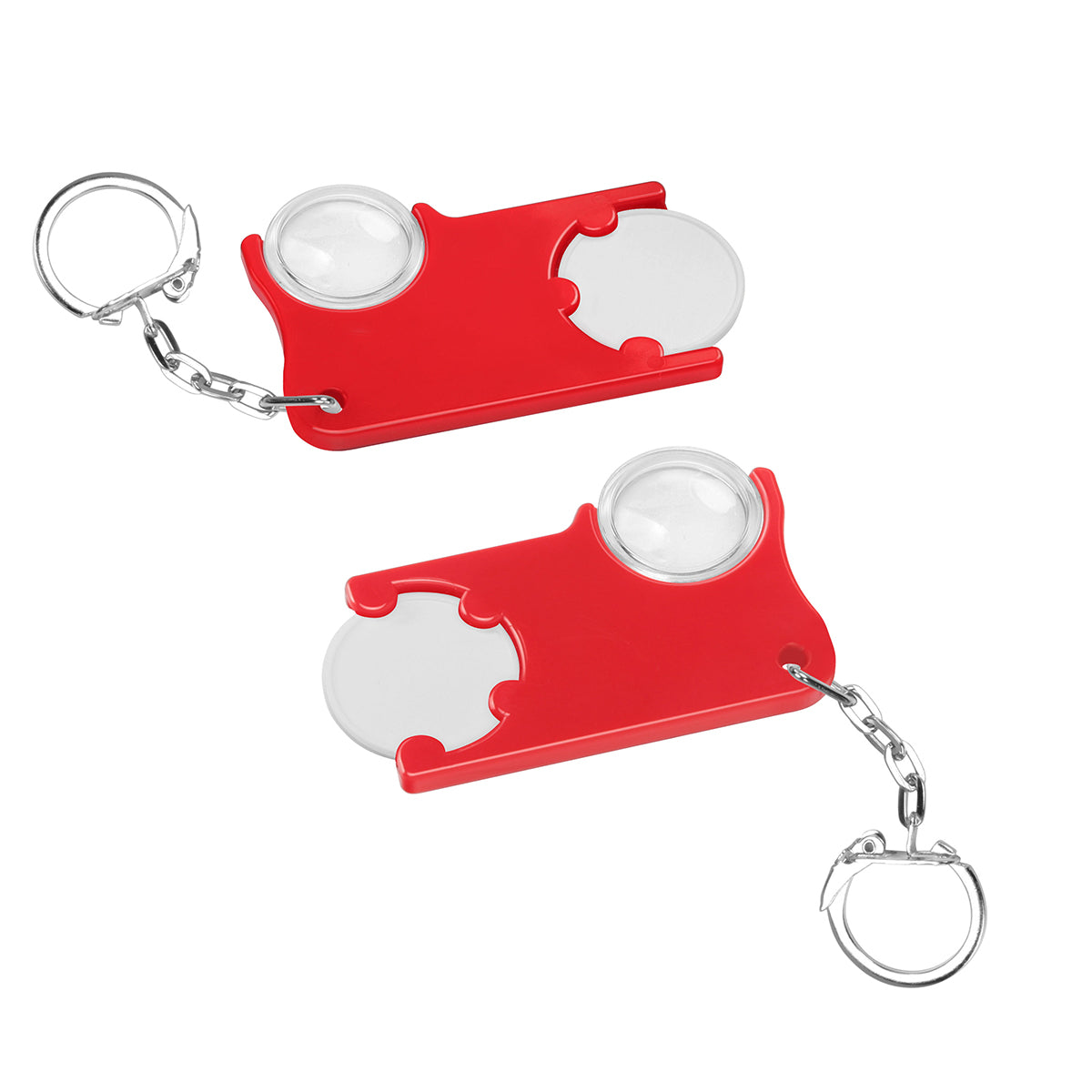 Chip holder with €1 chip and magnifying glass