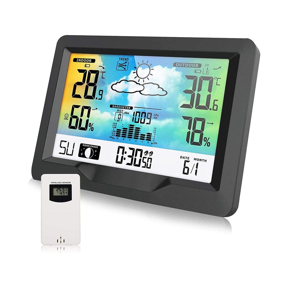 Schwarze Wetterstation mit Digital Bildschirm