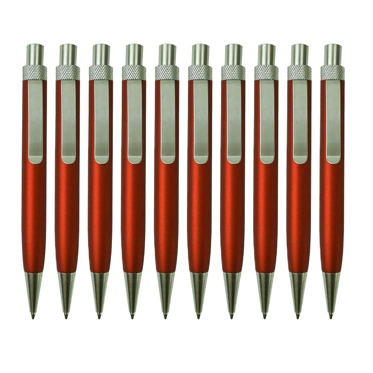 10er-Pack rote Kugelschreiber mit silbernen Details