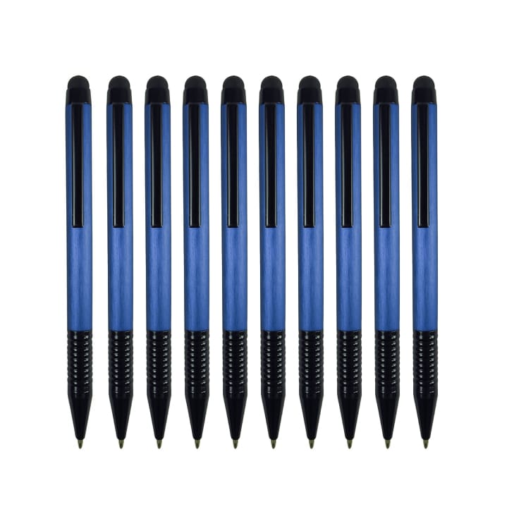 10er-Set blaue Kugelschreiber mit schwarzen Details