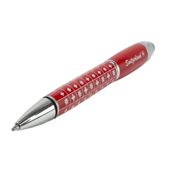 Roter Kugelschreiber mit Schweizerwappenmuster