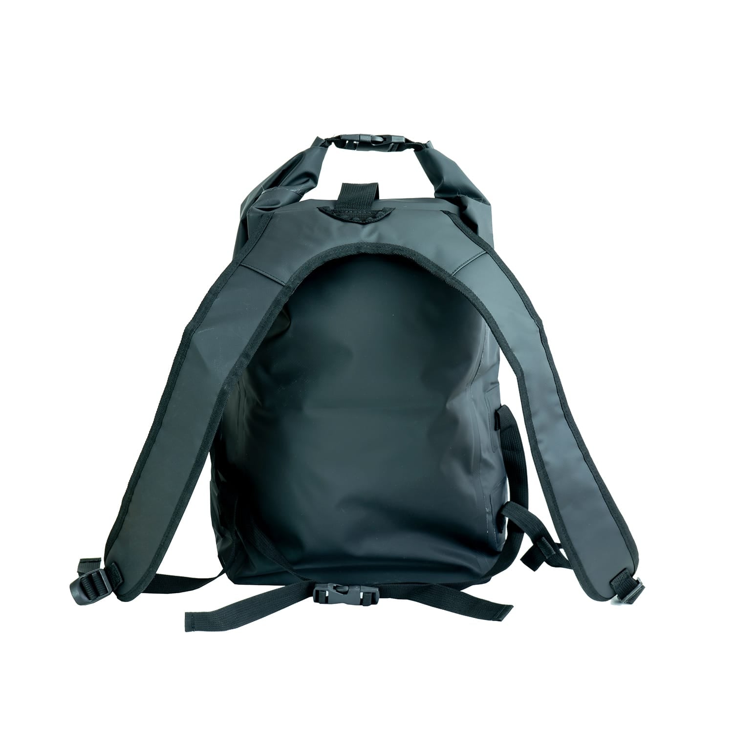 Schwarze Trockentasche mit schwarzem Reissverschluss von hinten