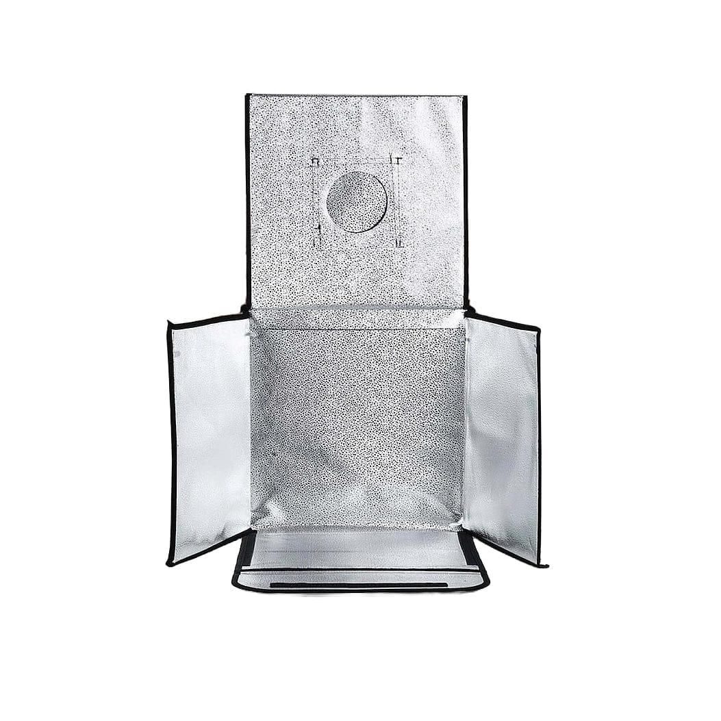 Schwarze, aufgeklappte Fotobox