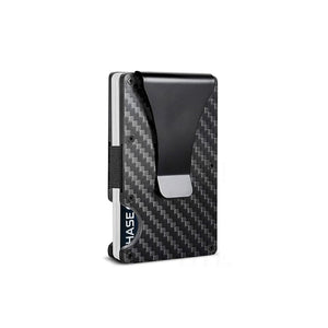 Schwarzer Carbon Card Holder mit silbernen Details