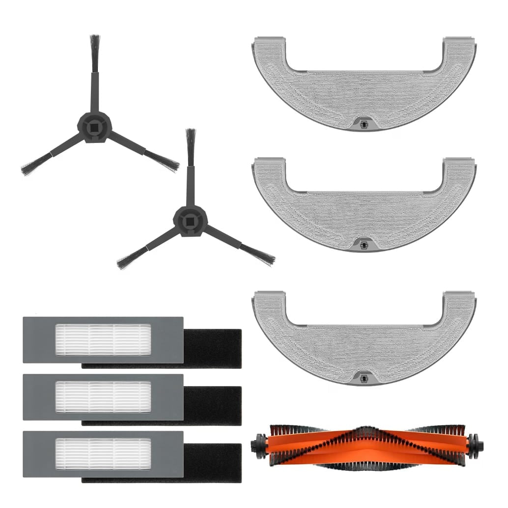Staubsauger Zubehör-Set mit einer Hauptbürste, zwei Seitenbürsten, drei Filtern und drei Wischpads