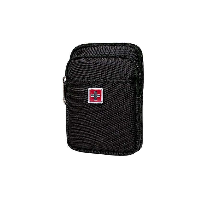 Schwarze Gürteltasche mit Schweizerwappen Badge und entfernbarem Gurt