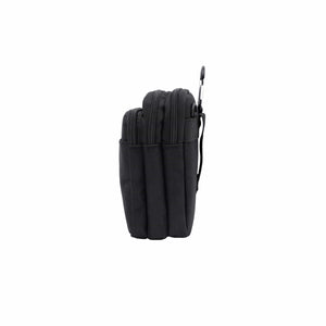 Schwarze Gürteltasche mit Schweizerwappen Badge und entfernbarem Gurt von der Seite