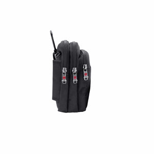 Schwarze Gürteltasche mit Schweizerwappen Badge und entfernbarem Gurt von der anderen Seite