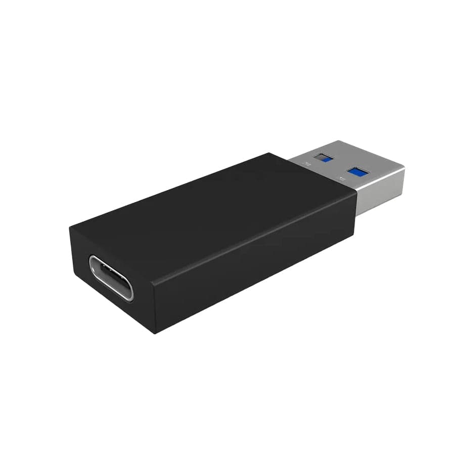 Schwarzer USB-A zu USB-C Adapter von hinten