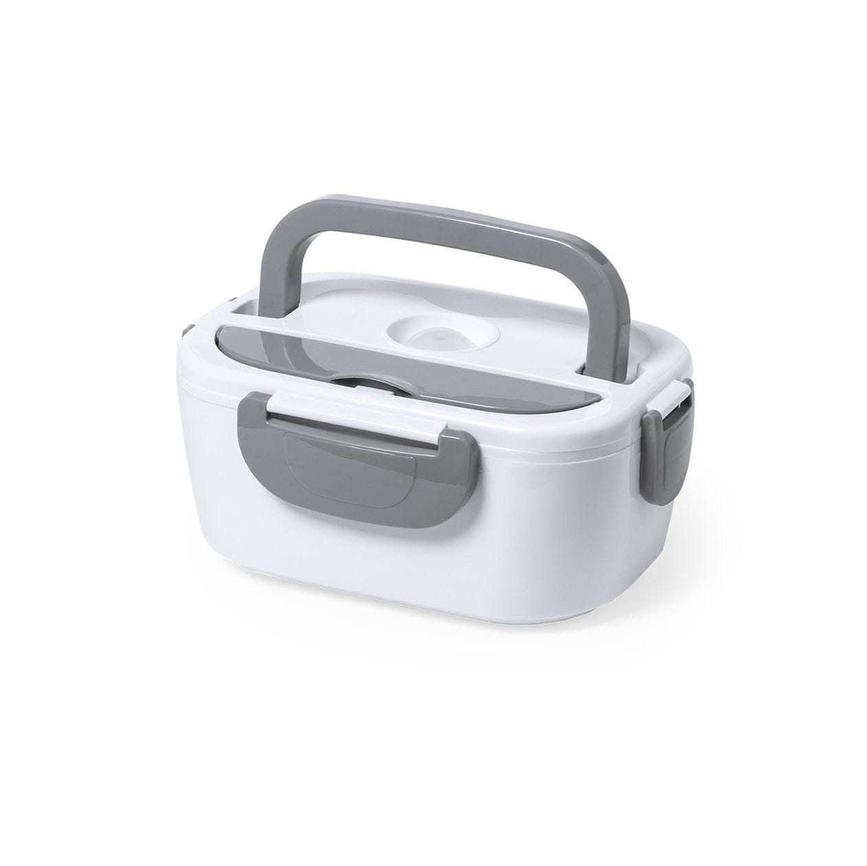Weisse, elektrische Lunchbox mit grauen Details