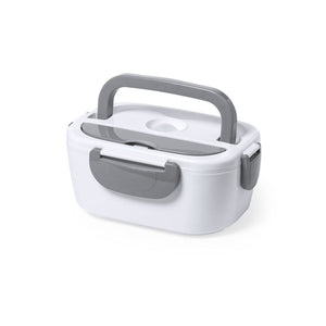 Weisse, elektrische Lunchbox mit grauen Details