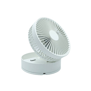 Weisser Tisch- und Standventilator in der kleinsten Stufe