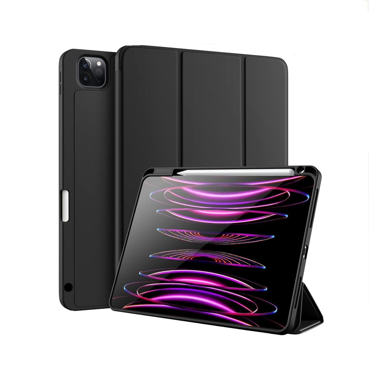 Schwarze, magnetische iPad Hülle mit Platz für iPad-Stift