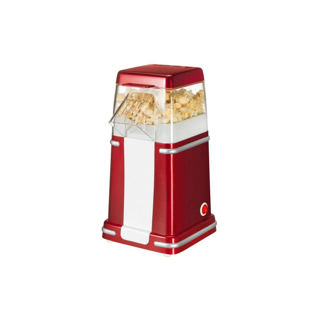 Rot-weisser Popcorn Maker mit silbernen Details