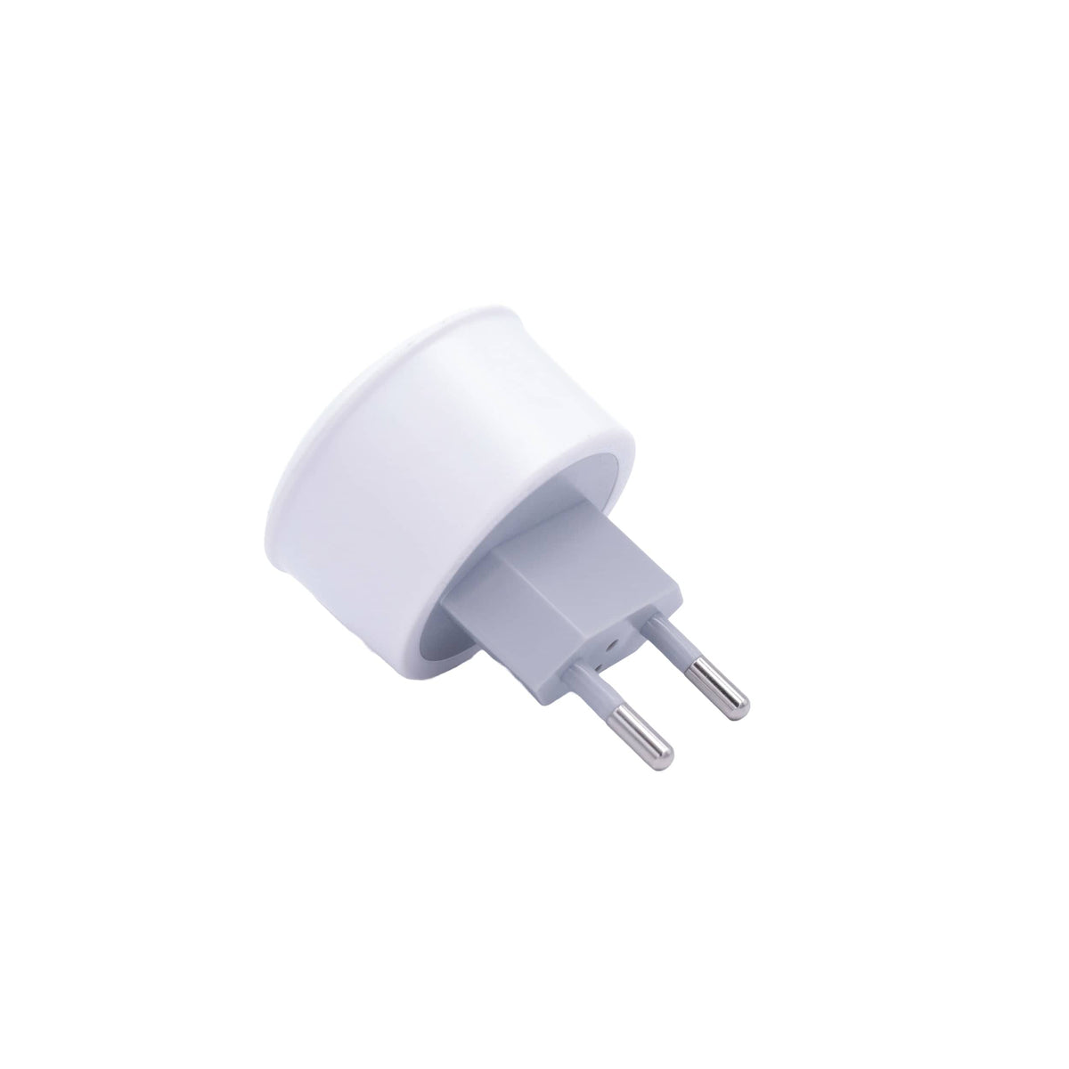 Weisser US-zu-CH Steckdosenadapter von hinten