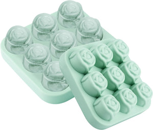 Grüne 3x3 Silikon Eiswürfelform in Form von Rosen
