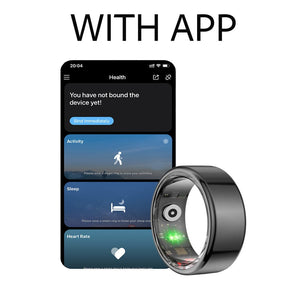 Schwarzer Smart Ring mit der konfigurierten Smartphone-App