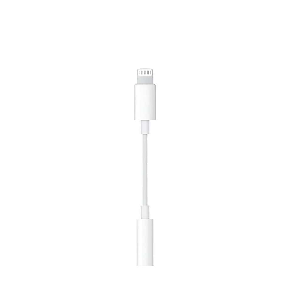 Weisser Kabeladapter von Lightning zu 3.5mm Aux
