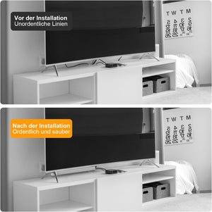 Vorher-Nachher-Ansicht mit installierten Kabelkanälen