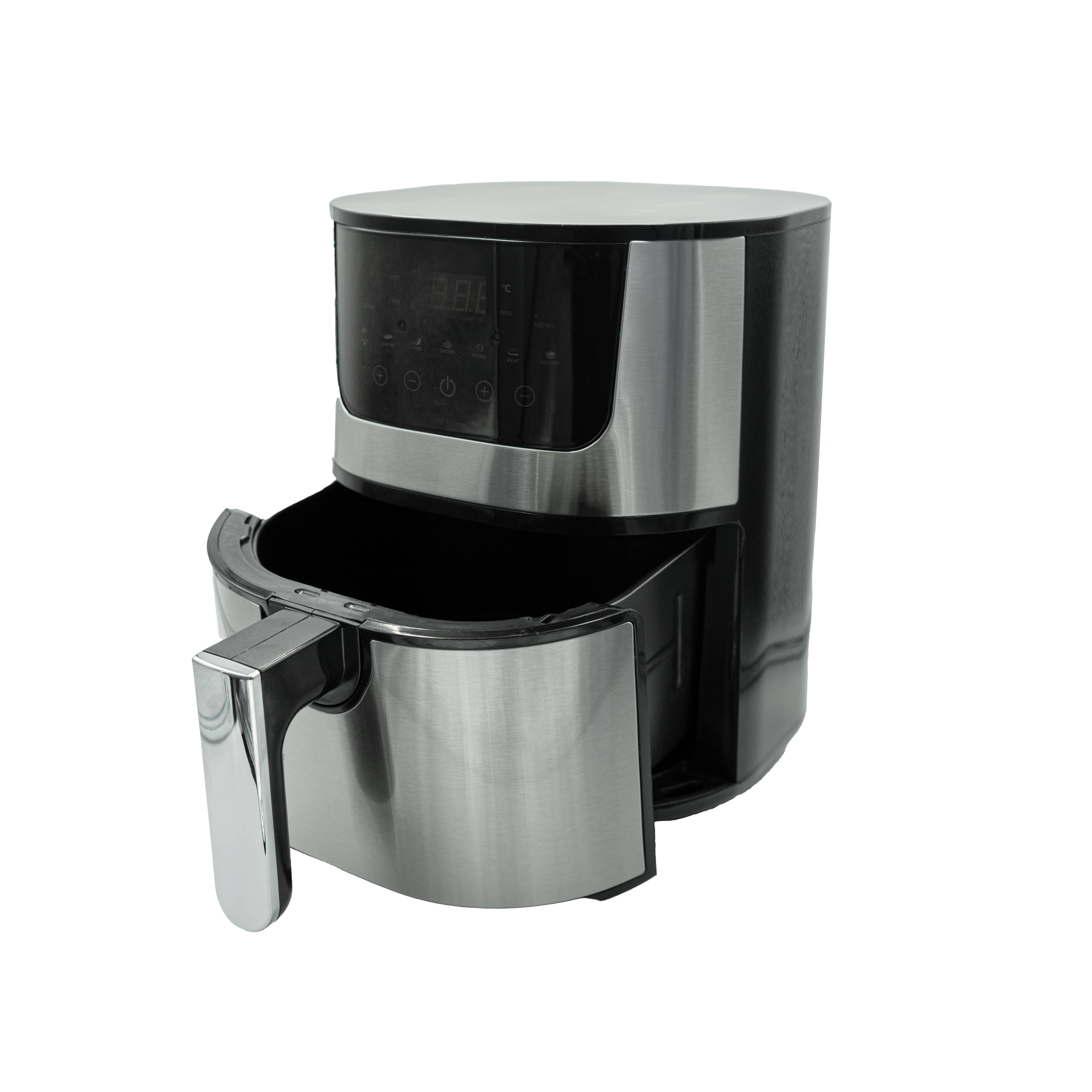 Silberner vier Liter Airfryer geöffnet