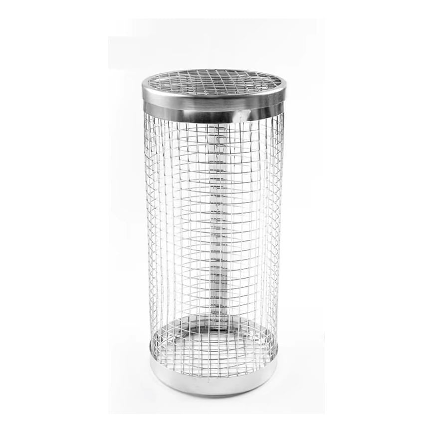Silberner, Zylinderförmiger Grillkorb