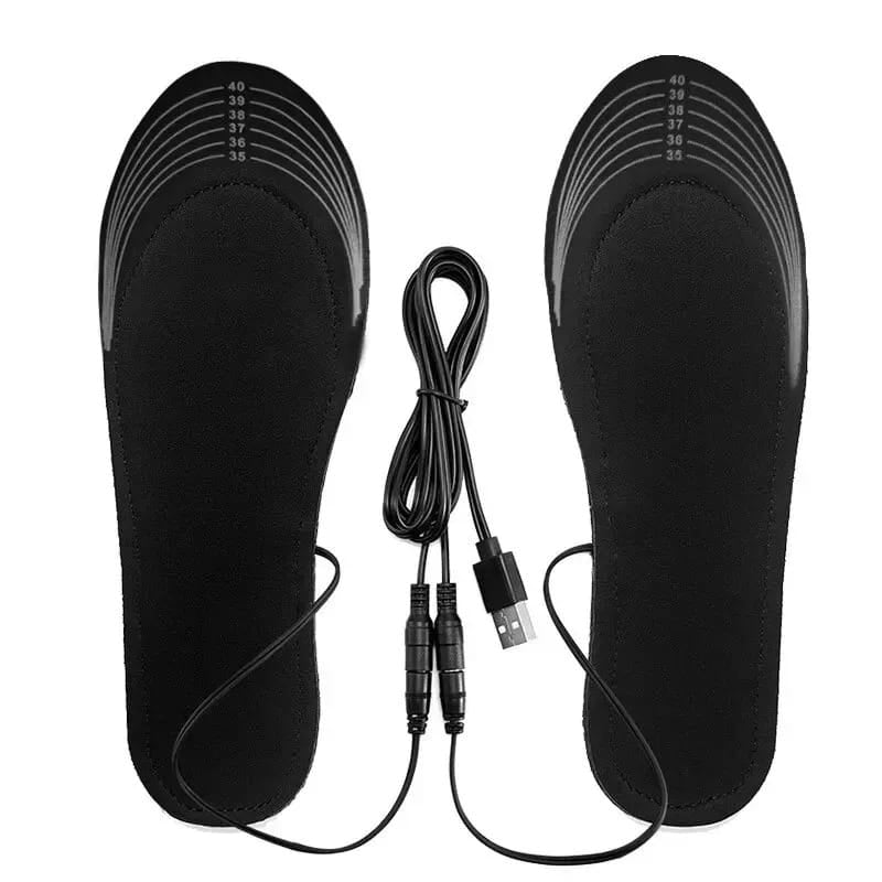 Schwarze, zuschneidbare Schuhsolen mit USB-A Ladekabel