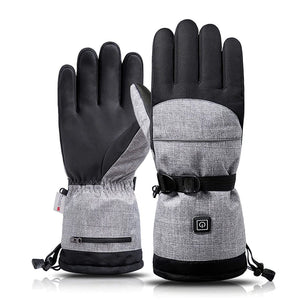 Grau-schwarze, beheizbare Handschuhe von vorne und hinten