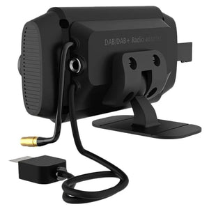 Schwarzes Autoradio mit USB-A und 3.5mm Aux Anschluss, von hinten