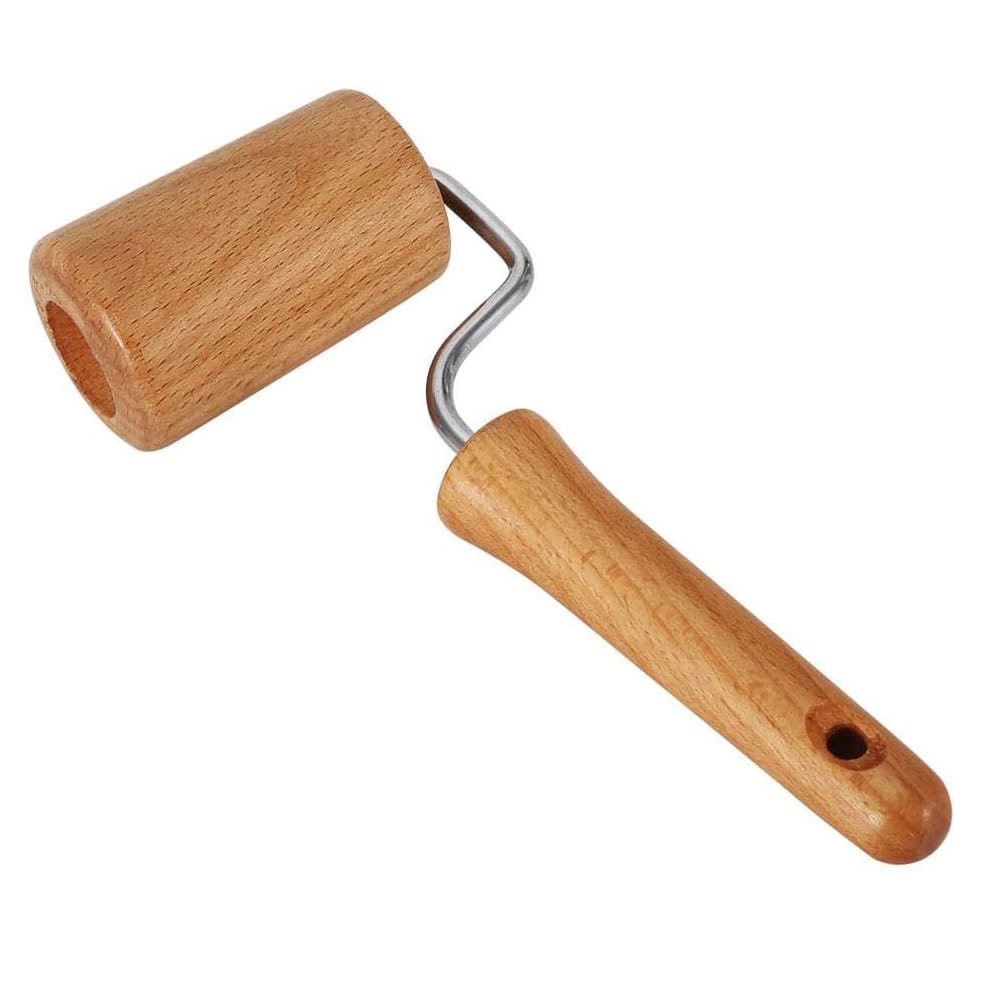 Holz Backblechroller mit Holzgriff von oben
