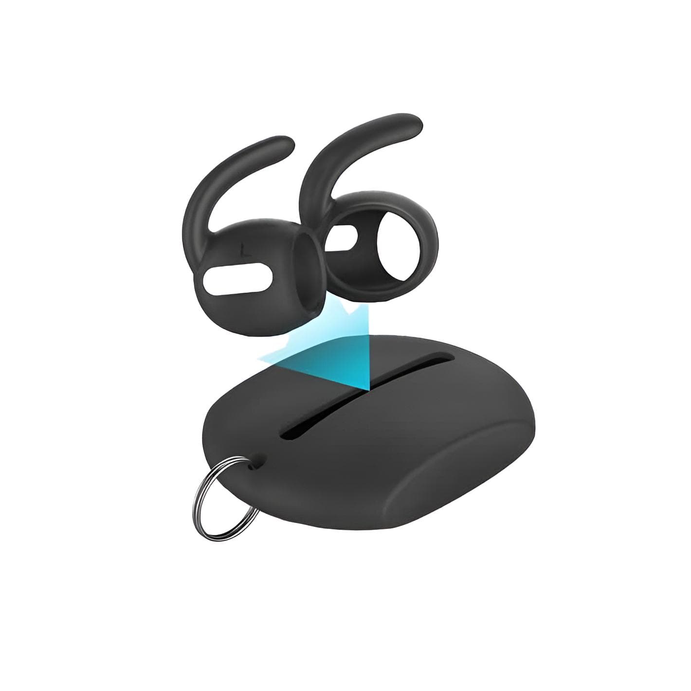 Schwarze Ohrbügel für Airpods mit schwarzem Etui