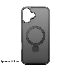 Graue iPhone-Hülle mit rundem, einklappbarem Ständer für das iPhone 16 Plus