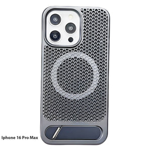 Graue iPhone-Hülle mit speziellem Muster und ausklappbarem Ständer