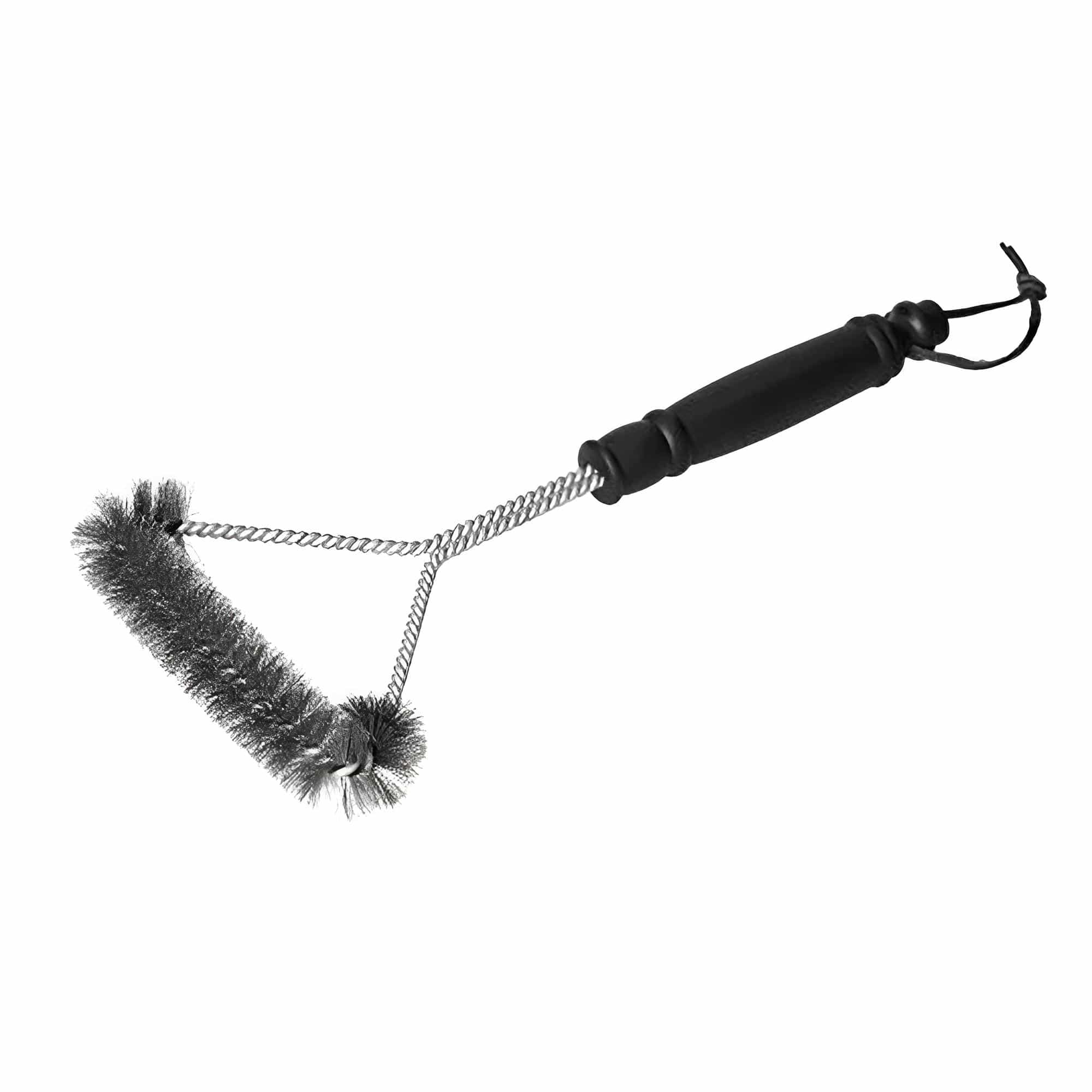 Silberne Grillbürste mit schwarzem Griff