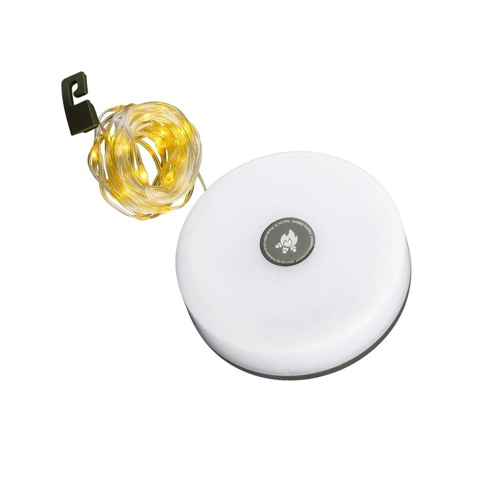 2-in-1 Camping-Laterne mit integrierter Lichterkette – solarbetrieben und USB-aufladbar