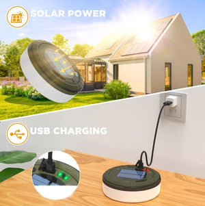2-in-1 Camping-Laterne mit integrierter Lichterkette – solarbetrieben und USB-aufladbar – Ansicht 5