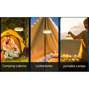 2-in-1 Camping-Laterne mit integrierter Lichterkette – solarbetrieben und USB-aufladbar – Ansicht 4