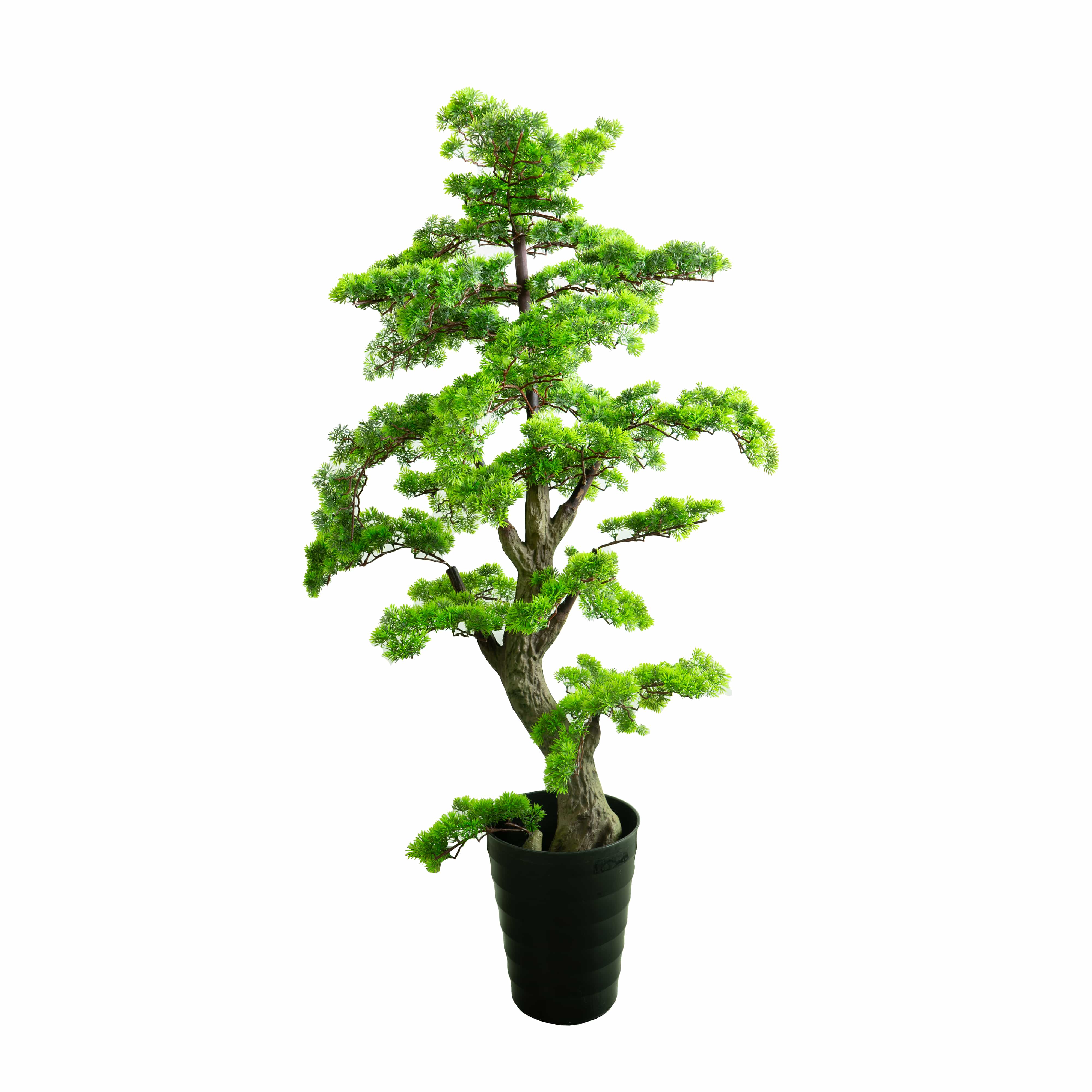 Künstlicher, detaillierter Bonsai mit schwarzem Topf
