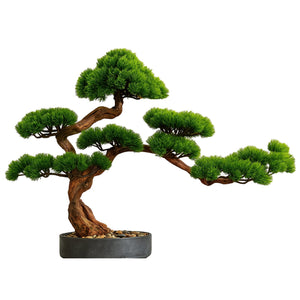 Künstlicher, japanischer Bonsai mit schwarzem Topf