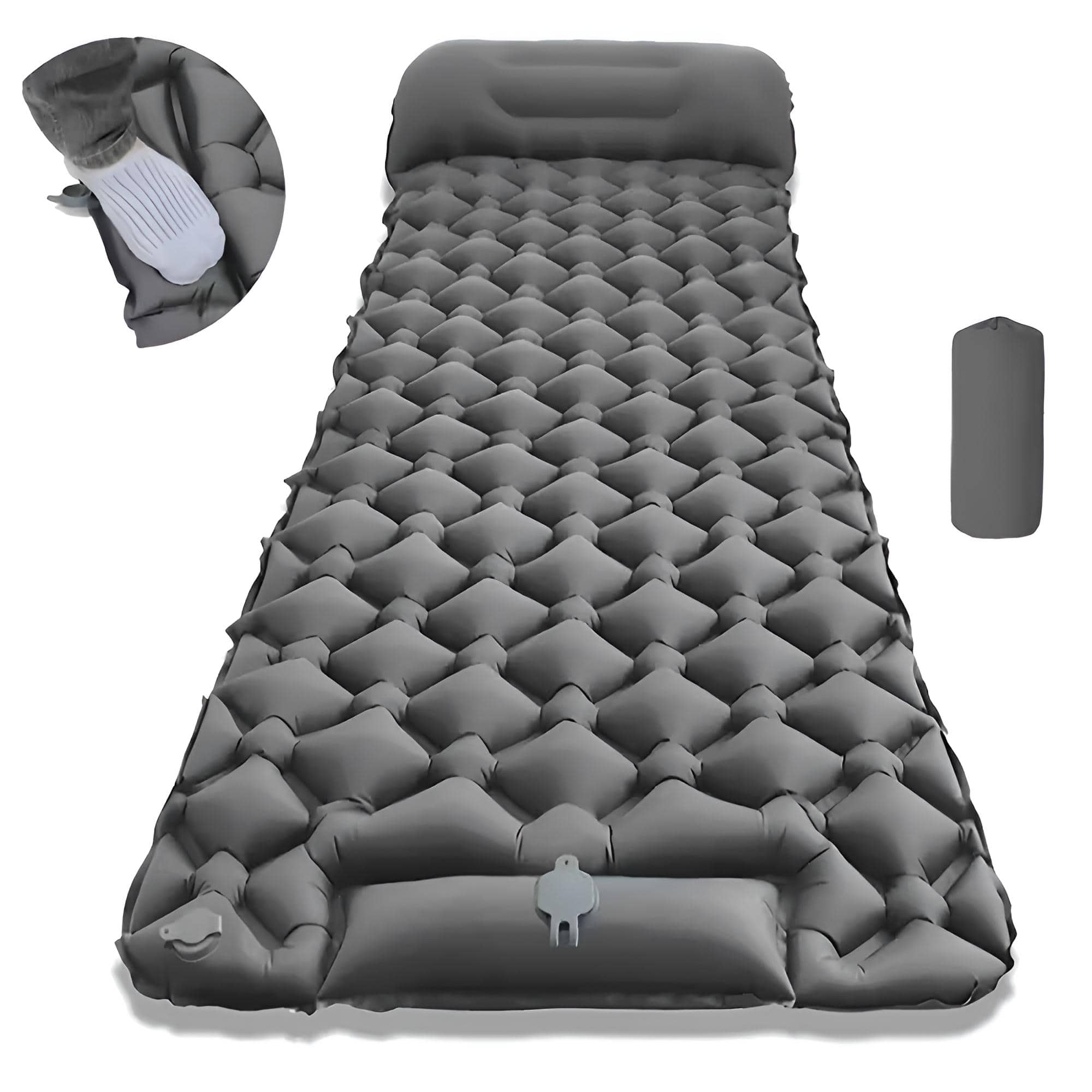 Graue, aufgeblasene Camping-Matratze