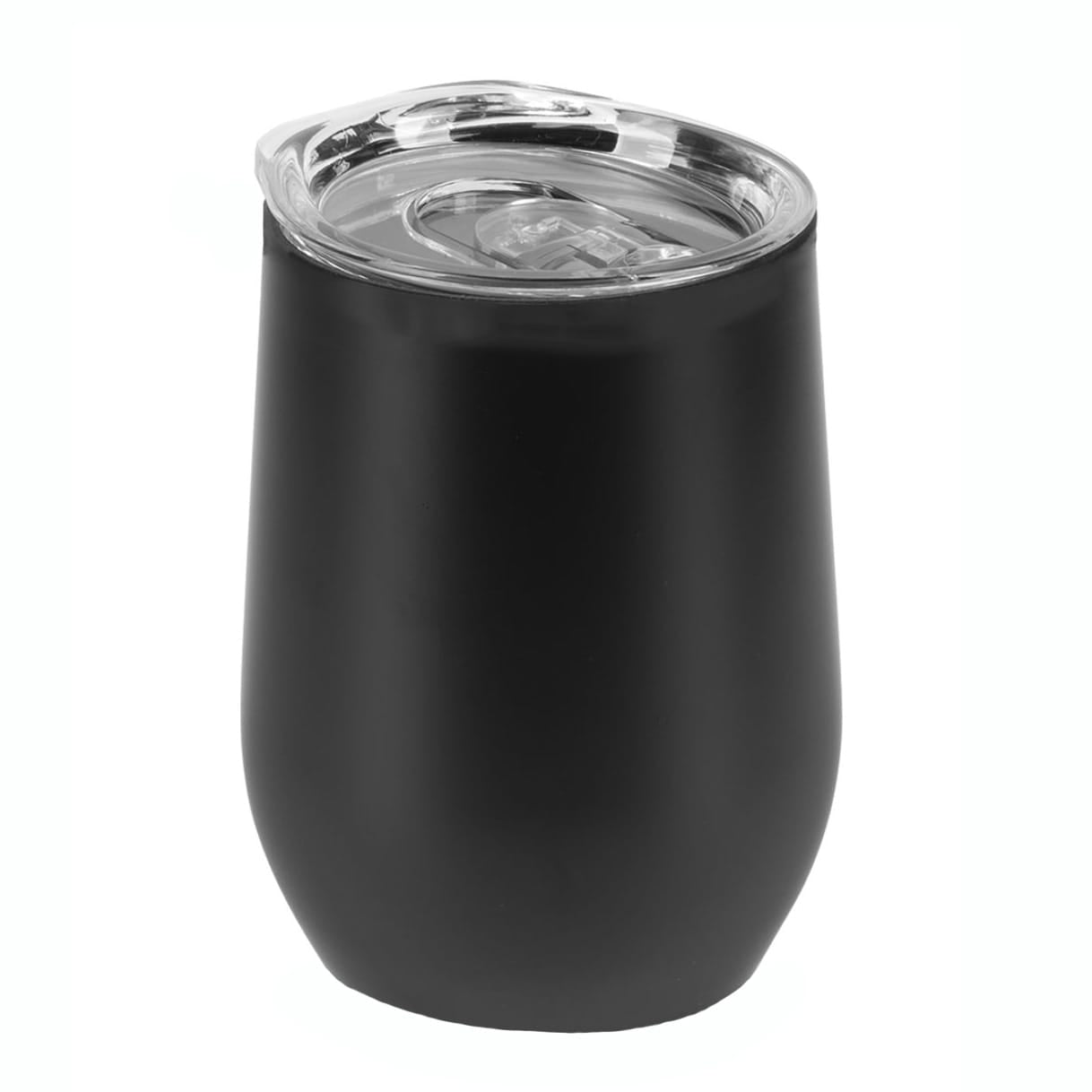 Schwarzer Thermobecher mit transparentem Deckel